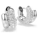 Dextera hoop earrings Round cut, Mini, White, Rhodium plated
